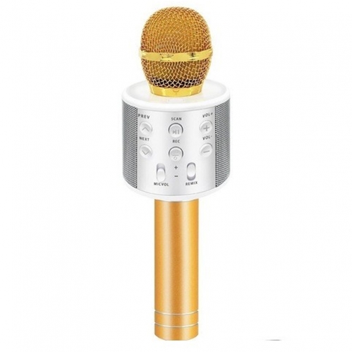 Obrázok pre Multifunkčný bezdrôtový Wireless Karaoke mikrofón, reproduktor / Speaker zlatý