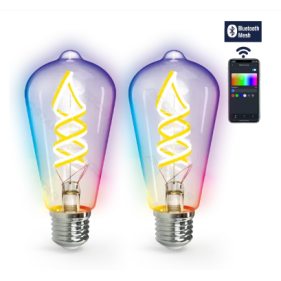 SMART LED žiarovka E27 4,9W/470lm , ST64 , RGBW Bluetooth Mesh, 2ks Obrázok pre SMART LED žiarovka E27 4,9W/470lm , ST64 , RGBW Bluetooth Mesh, 2ks
