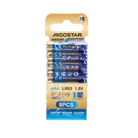 Sada 8ks alkalických batérií Aigostar AAA LR03 1,5V Obrázok pre Sada 8ks alkalických batérií Aigostar AAA LR03 1,5V