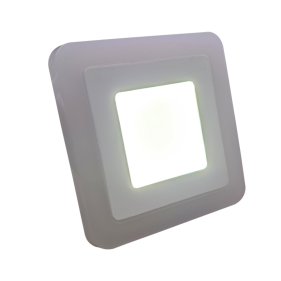 Led Panel štvorcový modro biely 3+3W/240+240lm 105mm Studená biela s modrou svietiacou obrubou Obrázok pre Led Panel štvorcový modro biely 3+3W/240+240lm 105mm Studená biela s modrou svietiacou obrubou