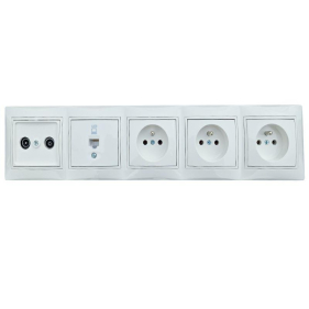 Sada Kanlux DOMO biely 3x Zásuvka, 1x RTV, 1xRJ45 - Sada zásuviek za televízor Obrázok pre Sada Kanlux DOMO biely 3x Zásuvka, 1x RTV, 1xRJ45 - Sada zásuviek za televízor