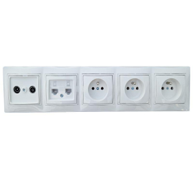Sada Kanlux DOMO biely 3x Zásuvka, 1x RTV, 1xdvojitá RJ45 - Sada zásuviek za televízor Obrázok pre Sada Kanlux DOMO biely 3x Zásuvka, 1x RTV, 1xdvojitá RJ45 - Sada zásuviek za televízor
