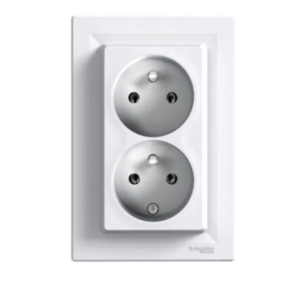 Obrázok pre SCHNEIDER Electric Dvojitá zásuvka kompletná s uzemnením 2x2P+PE Asfora biela