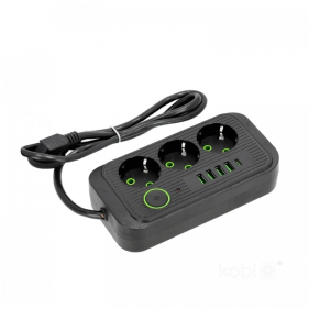 Predlžovací kábel - predlžovačka , 3-zásuvková 230V, 4-zásuvková USB, 1-zásuvka type-C, 1,5m , s vypínačom Obrázok pre Predlžovací kábel - predlžovačka , 3-zásuvková 230V, 4-zásuvková USB, 1-zásuvka type-C, 1,5m , s vypínačom
