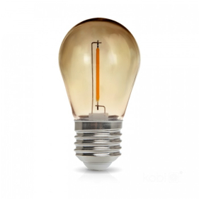 LED žiarovka E27 1W/40lm , ST45 LED vlákno AMBER, Teplá biela Obrázok pre LED žiarovka E27 1W/40lm , ST45 LED vlákno AMBER, Teplá biela