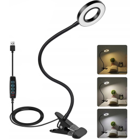 LED stolná lampa flexibilná CIRCLO 7W/270lm čierna s klipom Obrázok pre LED stolná lampa flexibilná CIRCLO 7W/270lm čierna s klipom