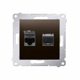 Kontakt Simon54 Dvojitá Dátová zásuvka 2xRJ45 Cat6 hnedá matná Obrázok pre Kontakt Simon54 Dvojitá Dátová zásuvka 2xRJ45 Cat6 hnedá matná