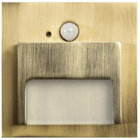 Schodové svietidlo štvorcové ONTARIO - mosadz , 1,5W , 12V , teplá s PIR senzorom Obrázok pre Schodové svietidlo štvorcové ONTARIO - mosadz , 1,5W , 12V , teplá s PIR senzorom