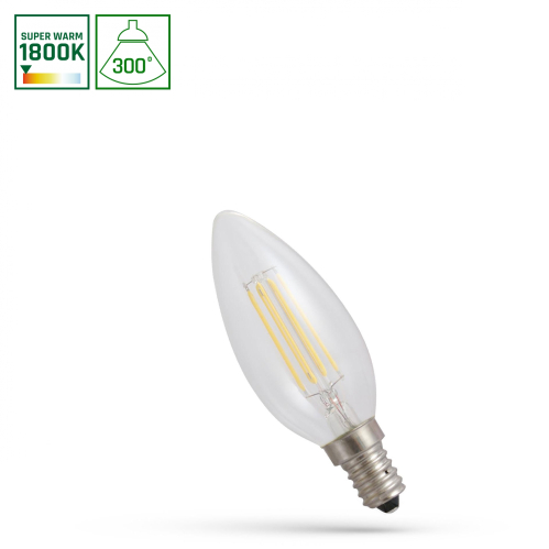 Obrázok pre LED žiarovka E14 6W/540lm , svieca LED vlákno , Teplá biela