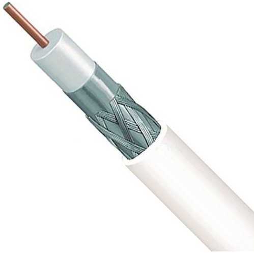 Obrázok pre Koaxiálny kábel PPC RG6 (4,8) biely 1m
