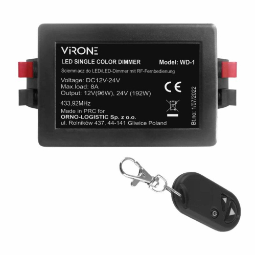 Obrázok pre RF stmievač pre LED pásy + diaľkové ovládanie 96W/192W , 8A