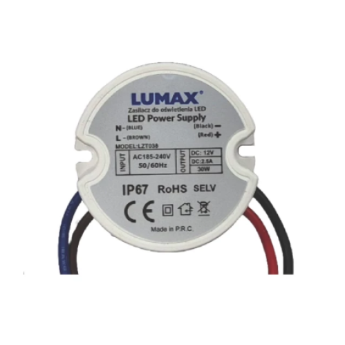 Obrázok pre Vodeodolný napájací zdroj pre LED pásy do krabice 12V/30W DC IP67