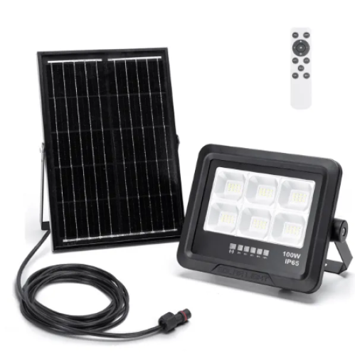 Obrázok pre LED Reflektor 100W/1000lm IP65 Studená biela so solárnym panelom a diaľkovým ovládaním