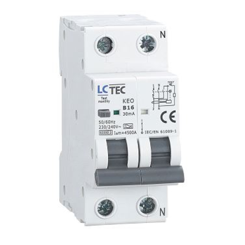 Obrázok pre LC-Tec Prúdový chránič s ističom B 20A 1P+N 30mA, typ A, 6kA, KEO