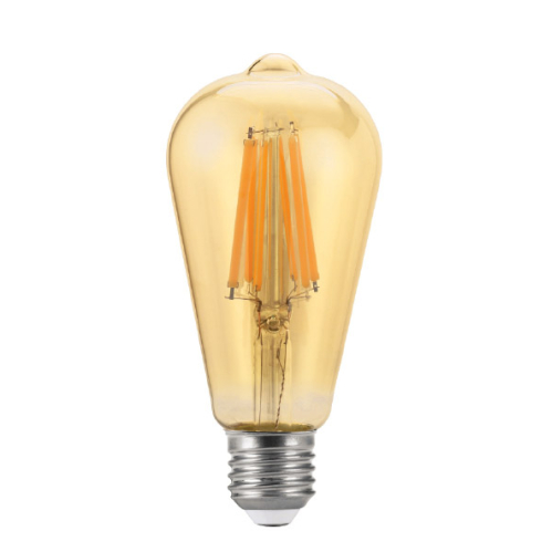 Obrázok pre LED žiarovka E27 12W/1300lm , ST64 LED vlákno AMBER , Teplá biela