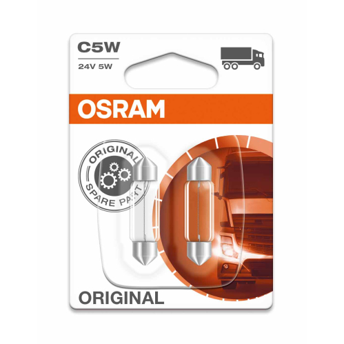 Obrázok pre OSRAM Halogénová Autožiarovka ORIGINAL O6423-02B - C5W , 38mm , 24V , 5W , SV8.5-8 , 2ks v balení