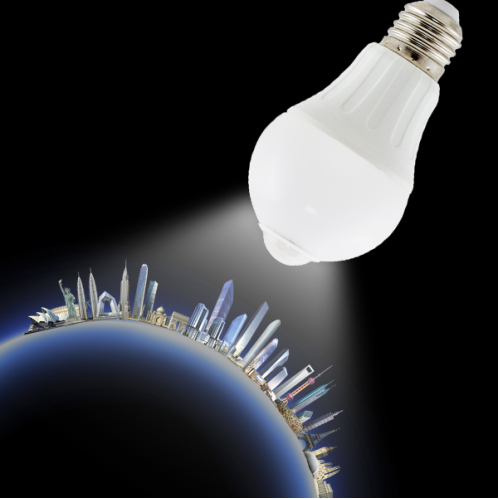 Obrázok pre LED žiarovka E27 6W/450lm , klasik s PIR senzorom , Studená biela