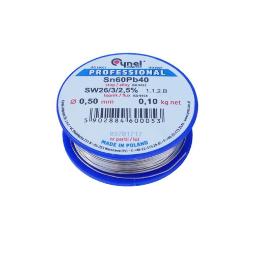 Obrázok pre Cín s tavidlom na spájkovanie CYNEL UNIPRESS 0.50mm , 100g , olovnatý