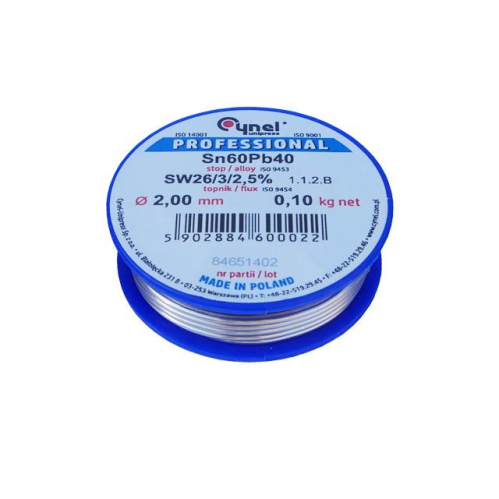 Obrázok pre Cín s tavidlom na spájkovanie CYNEL UNIPRESS 2.0mm , 100g , olovnatý