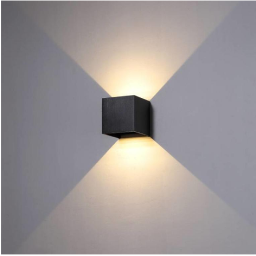 Obrázok pre Nástenné vonkajšie svietidlo čierne WallLamp 10W , 2xCOB , IP65 , Studená biela s nastaviteľným uhlom svietenia