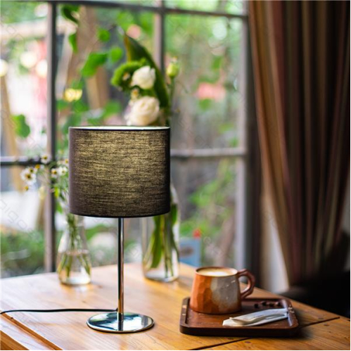 Obrázok pre Stolná lampa kovová 22 Chróm-čierna , E14 