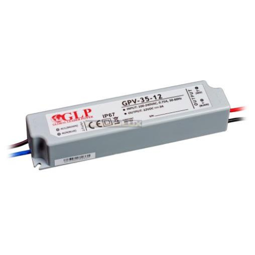 Obrázok pre GLP Vodeodolný napájací zdroj pre Led pásy - 12V/35W , IP67