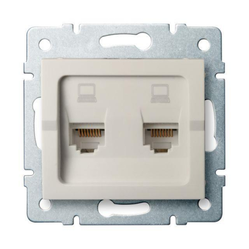 Obrázok pre Kanlux Dvojitá Dátová Zásuvka 2xRJ45Cat 6 Mowion LOGI 02-1420-003 krémová