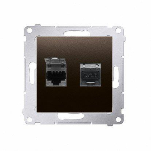 Obrázok pre Kontakt Simon54 Dvojitá Dátová zásuvka 2xRJ45 Cat6 hnedá matná