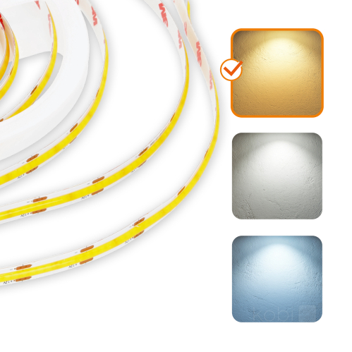 Obrázok pre LED pás vodeodolný IP65 10w/m , COB , 860Lm/m , 12V DC - Teplá biela - 1m